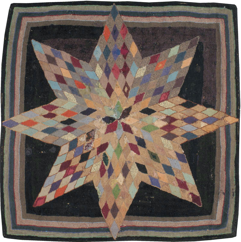 Vintage American Hooked Square Accent Rug, No.21696 - Gsblank