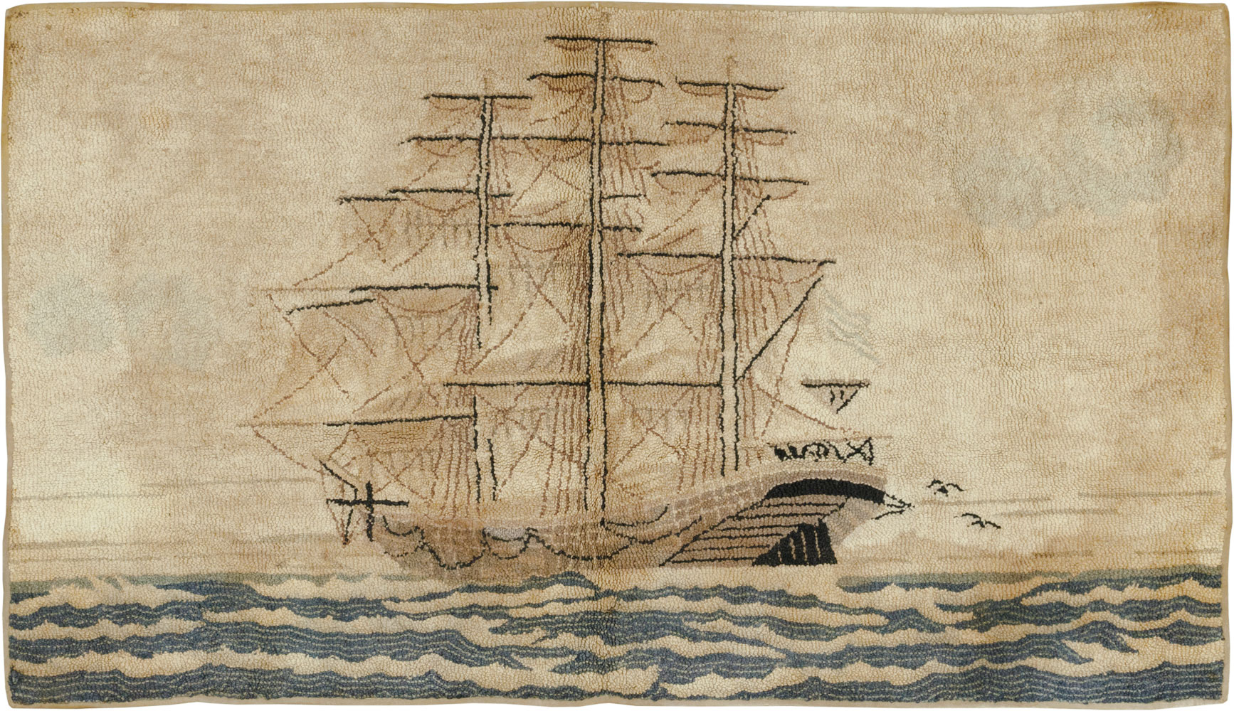 Vintage American Hooked Pictorial Accent Rug, No.21698 - Gsblank