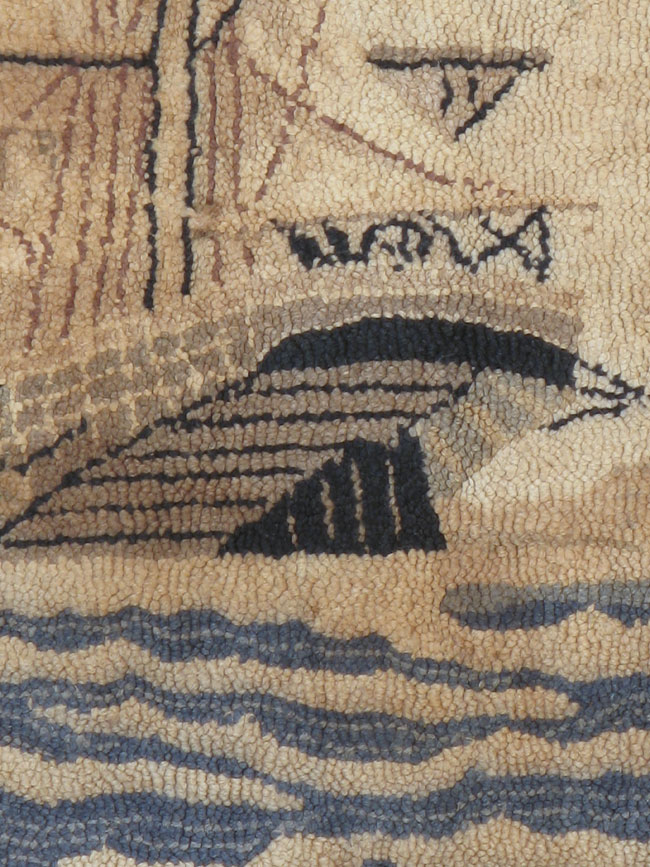 Vintage American Hooked Pictorial Accent Rug, No.21698 - Gsblank