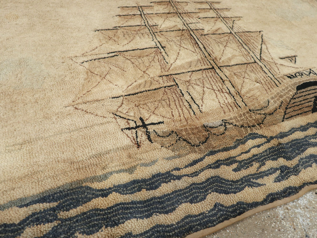 Vintage American Hooked Pictorial Accent Rug, No.21698 - Gsblank