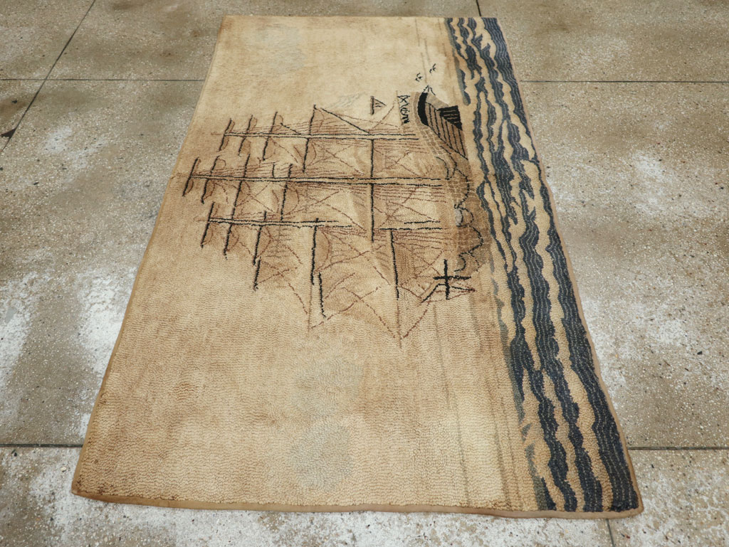 Vintage American Hooked Pictorial Accent Rug, No.21698 - Gsblank