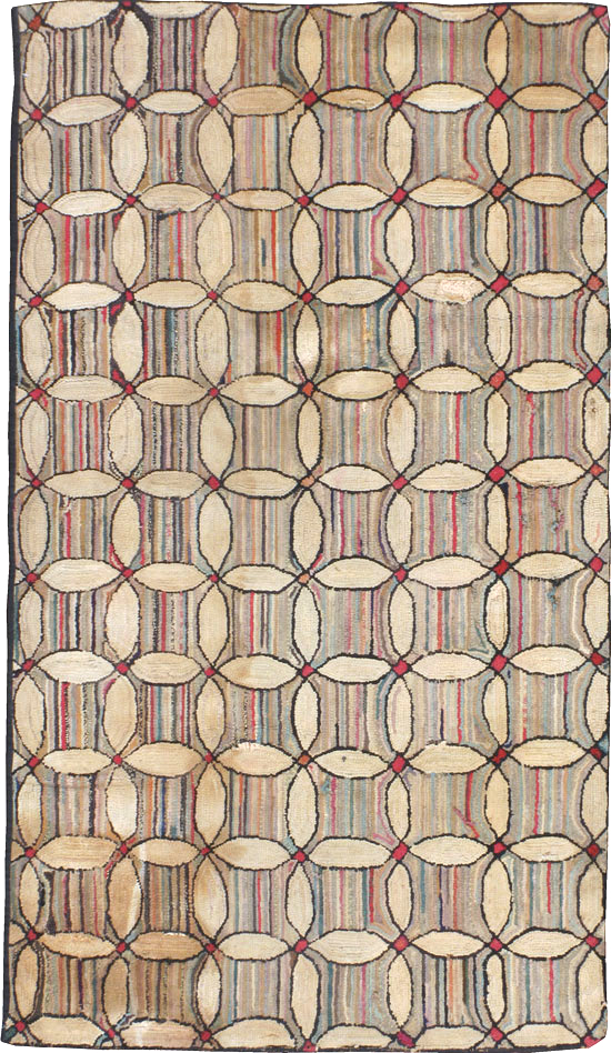 Vintage American Hooked Throw Rug, No.21703 - Gsblank