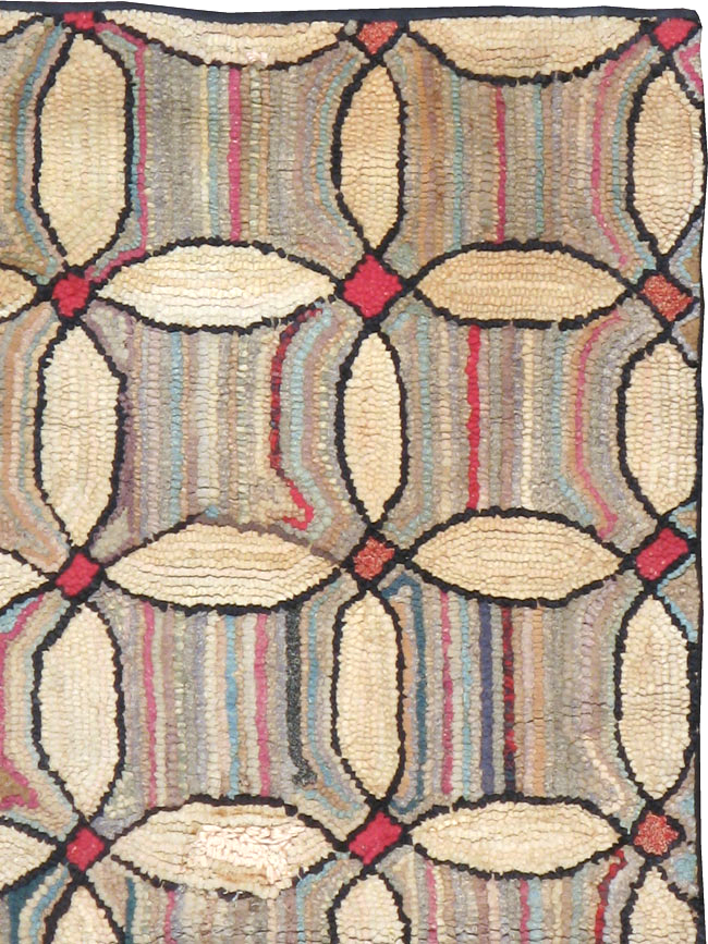 Vintage American Hooked Throw Rug, No.21703 - Gsblank