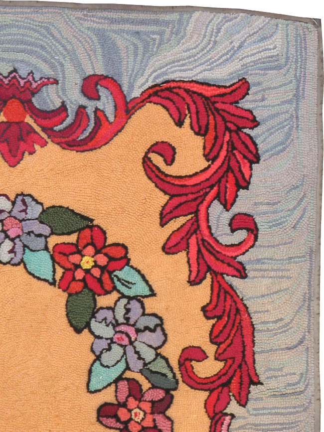 Vintage American Hooked Throw Rug, No.21708 - Gsblank