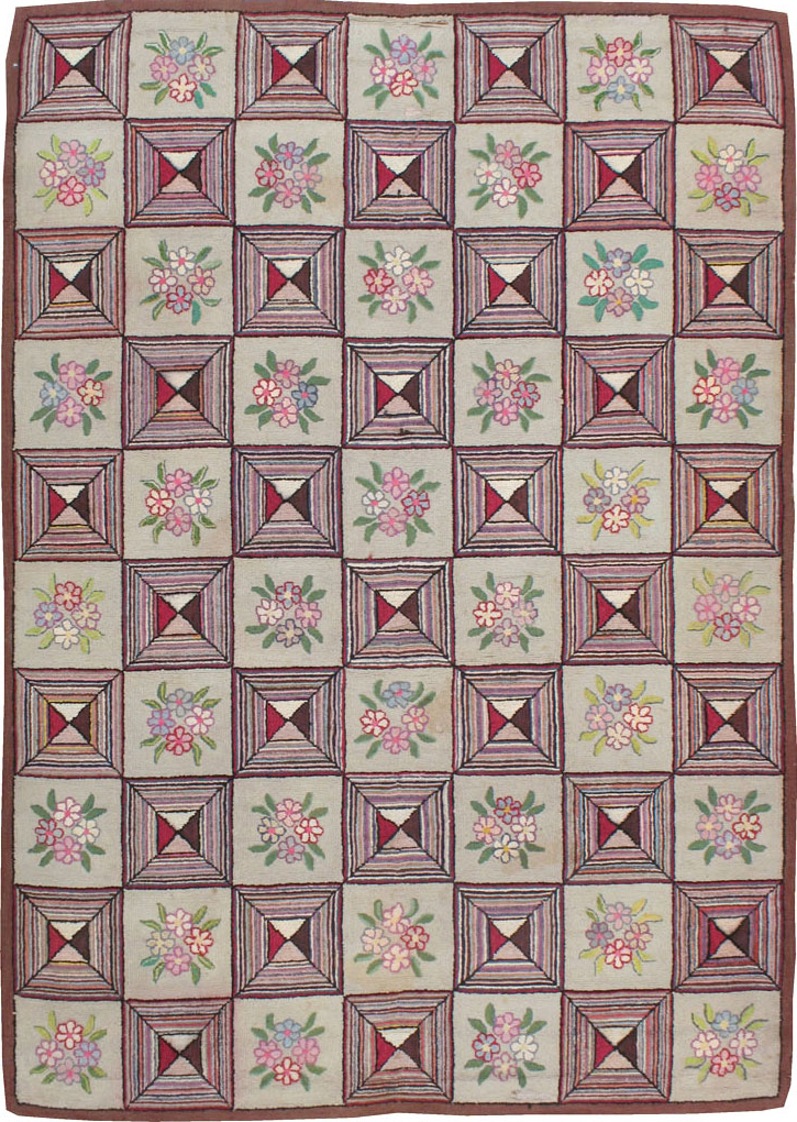 Vintage American Hook Rug, No.21718 - Gsblank