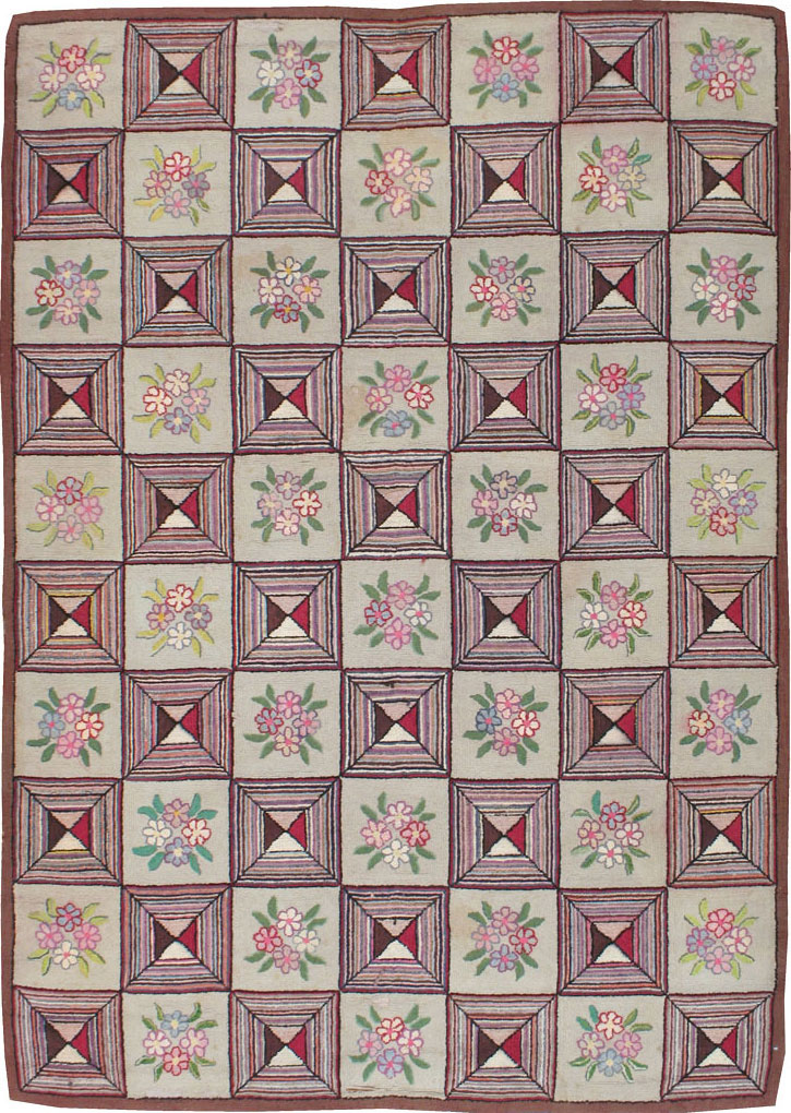 Vintage American Hook Rug, No.21718 - Gsblank