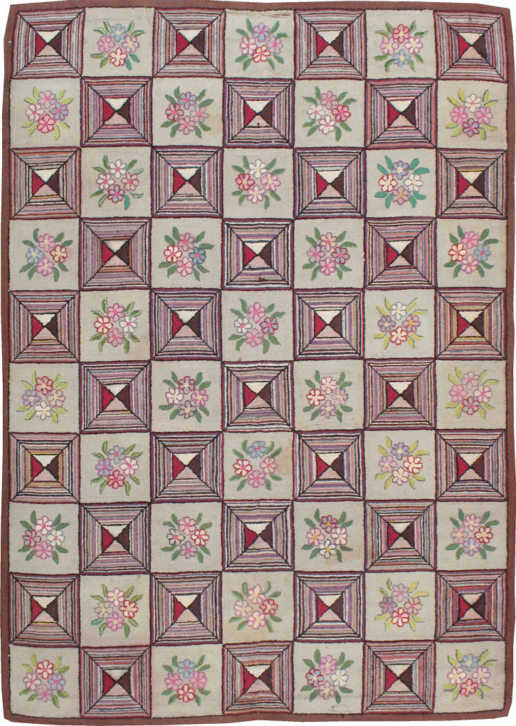 Vintage American Hook Rug, No.21718 - Gsblank