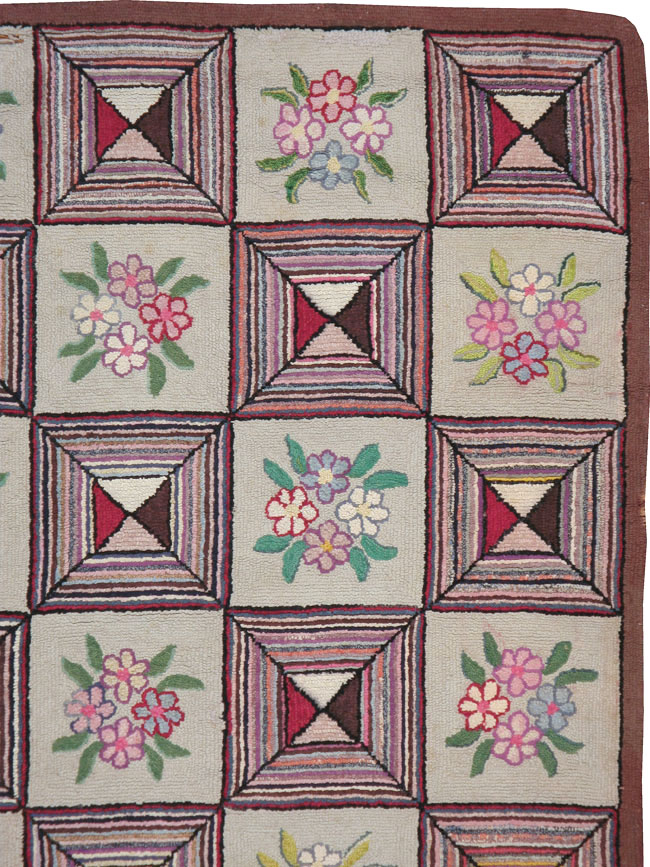 Vintage American Hook Rug, No.21718 - Gsblank