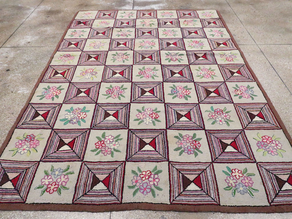 Vintage American Hook Rug, No.21718 - Gsblank