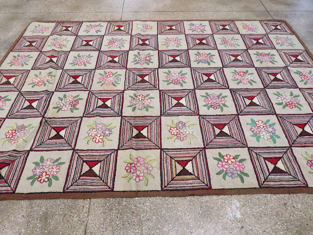 Vintage American Hook Rug, No.21718 - Gsblank