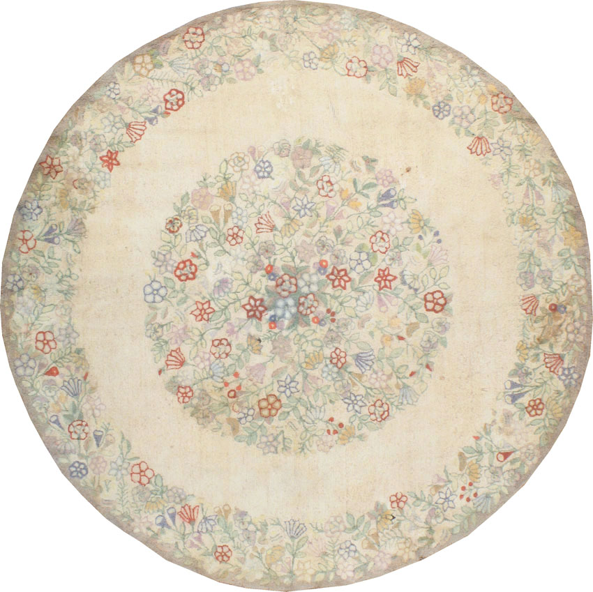 Vintage American Hooked Round Room Size Carpet, No.21726 - Gsblank
