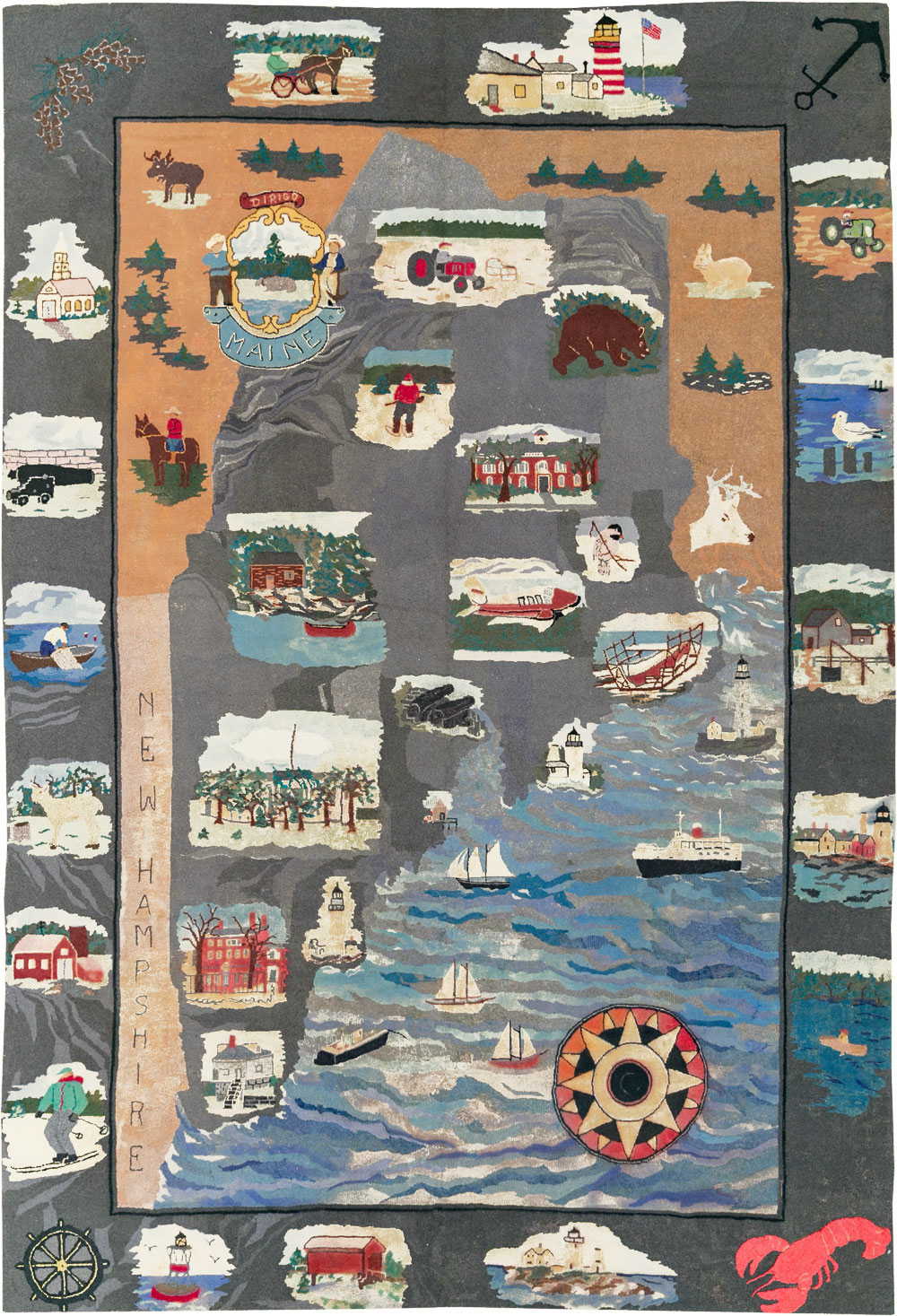 Vintage American Hook Pictorial Carpet, No.21727 - Gsblank