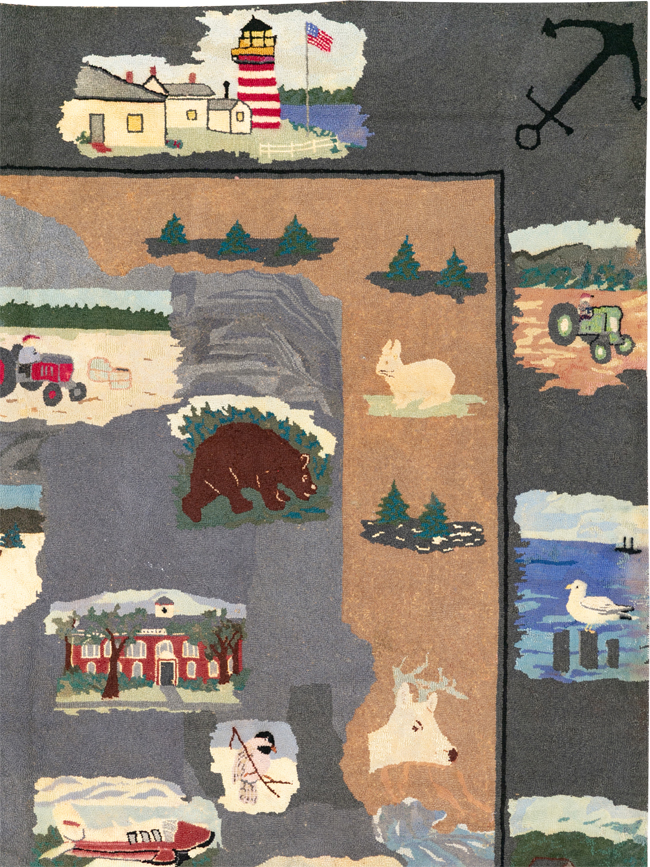 Vintage American Hook Pictorial Carpet, No.21727 - Gsblank