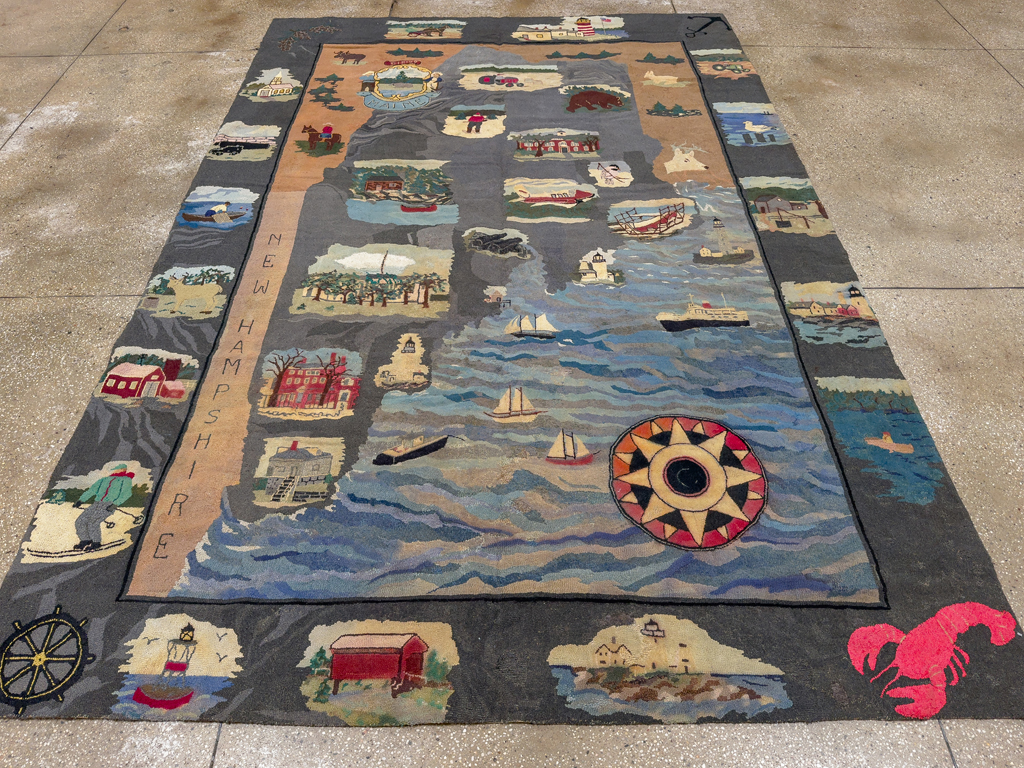 Vintage American Hook Pictorial Carpet, No.21727 - Gsblank