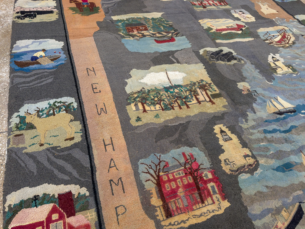 Vintage American Hook Pictorial Carpet, No.21727 - Gsblank