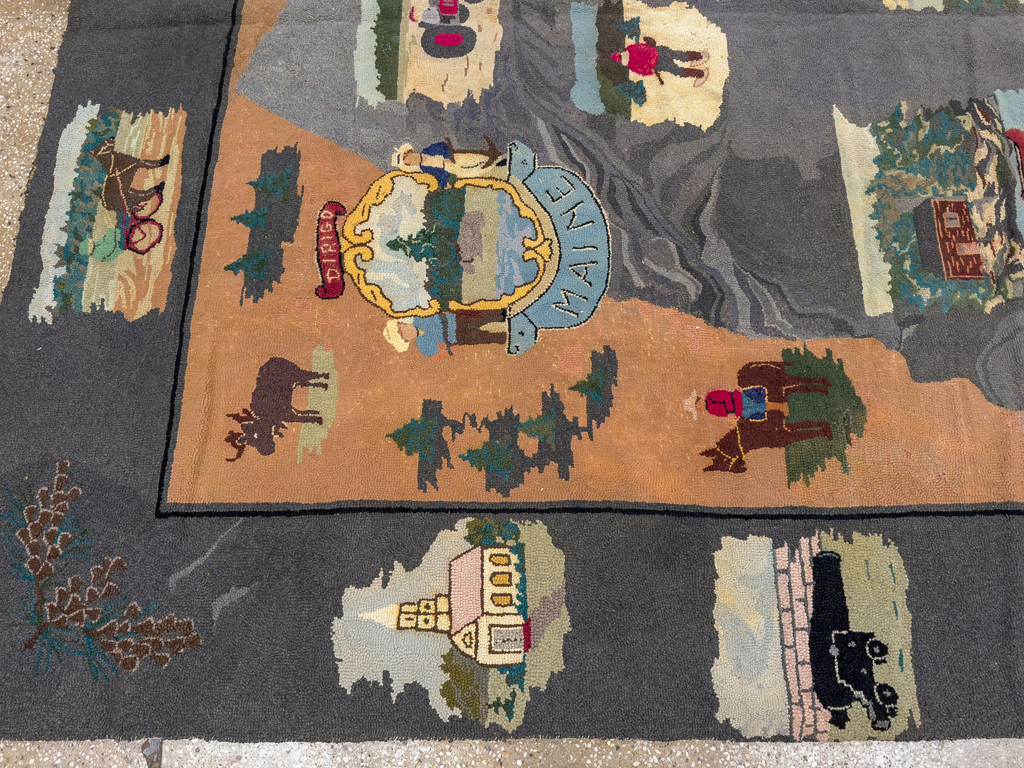 Vintage American Hook Pictorial Carpet, No.21727 - Gsblank