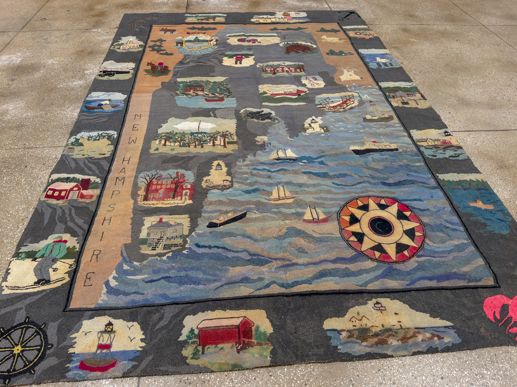 Vintage American Hook Pictorial Carpet, No.21727 - Gsblank