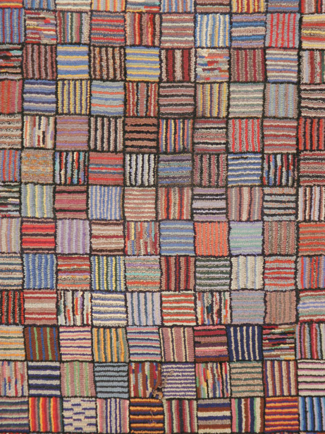 Vintage American Hooked Square Room Size Carpet, No.21764 - Gsblank