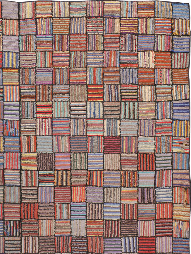 Vintage American Hooked Square Room Size Carpet, No.21764 - Gsblank