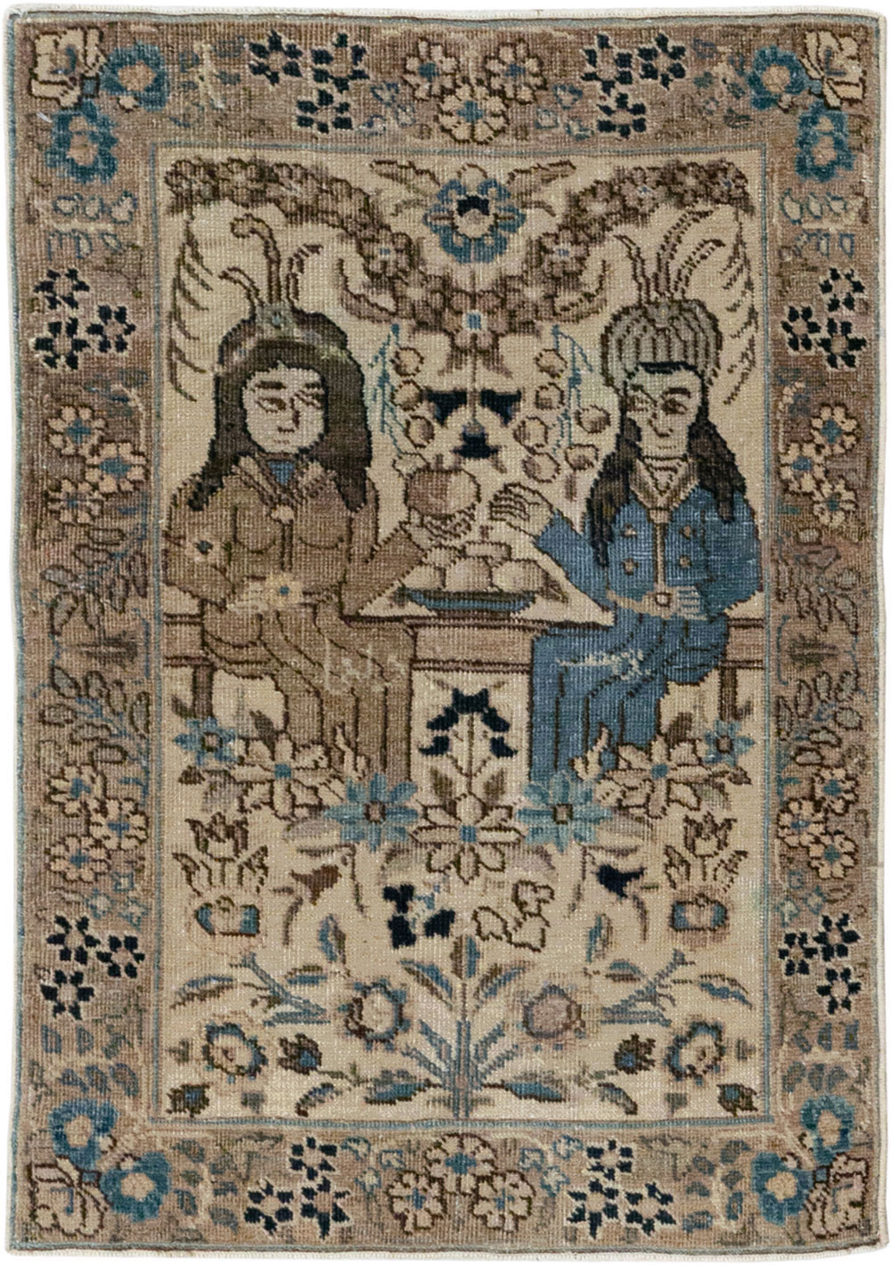Antique Persian Tabriz Pictorial Rug (Pair: 1 of 2), No.21769 - Gsblank