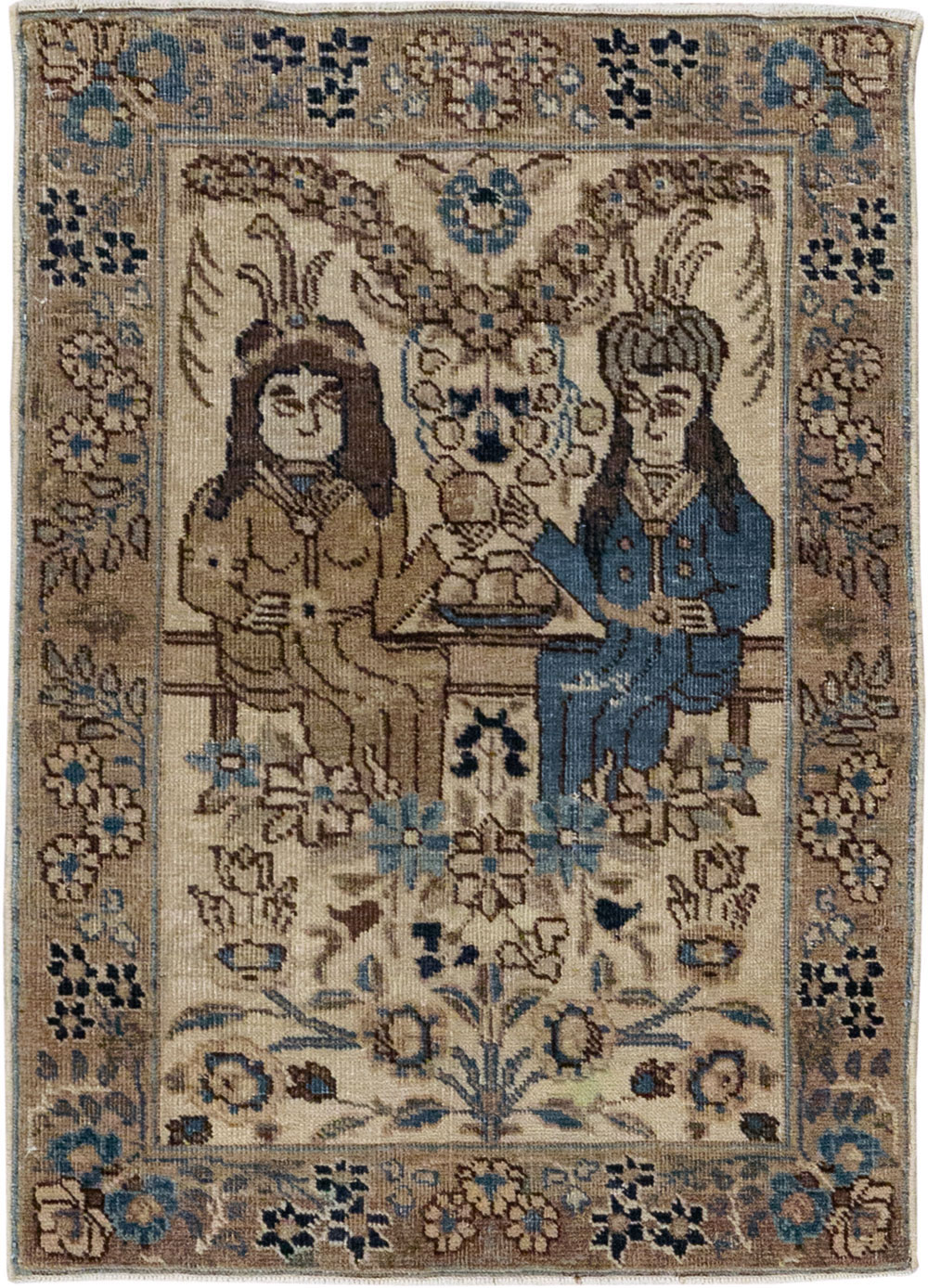 Antique Persian Tabriz Pictorial Rug (Pair: 2 of 2), No.21770 - Gsblank