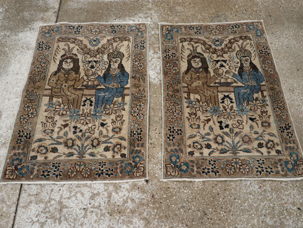 Antique Persian Tabriz Pictorial Rug (Pair: 2 of 2), No.21770 - Gsblank