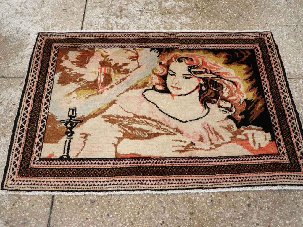 Vintage Persian Baluch Pictorial Throw Rug (Pair: 1 of 2), No.21818 - Gsblank