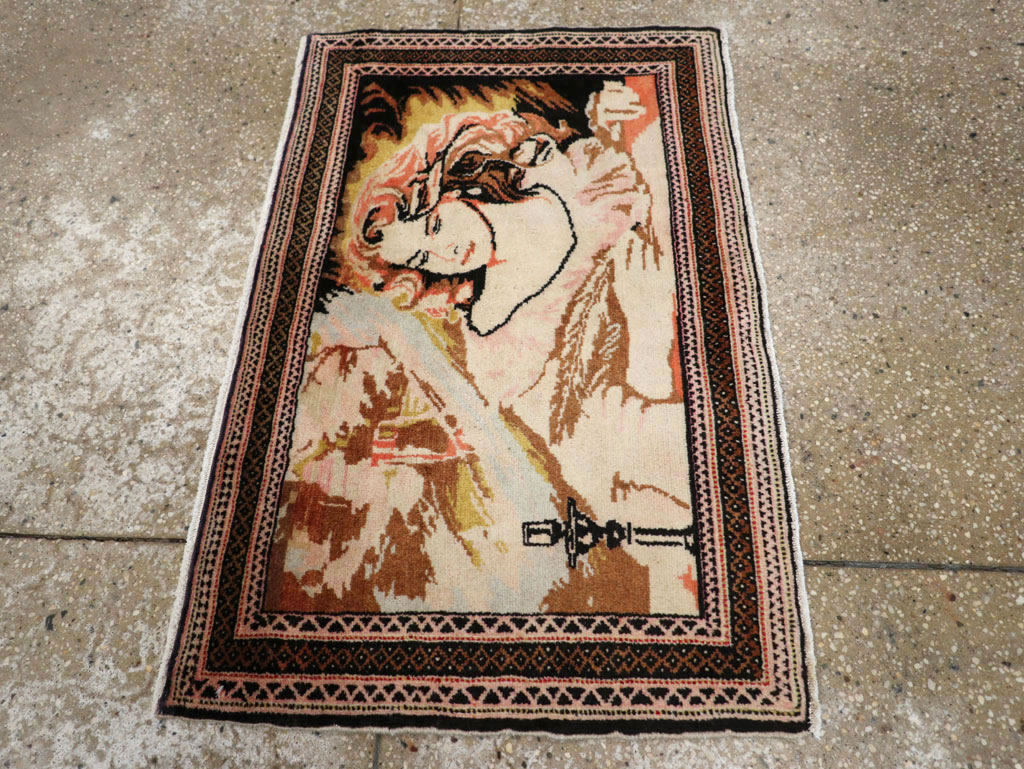 Vintage Persian Baluch Pictorial Throw Rug (Pair: 1 of 2), No.21818 - Gsblank
