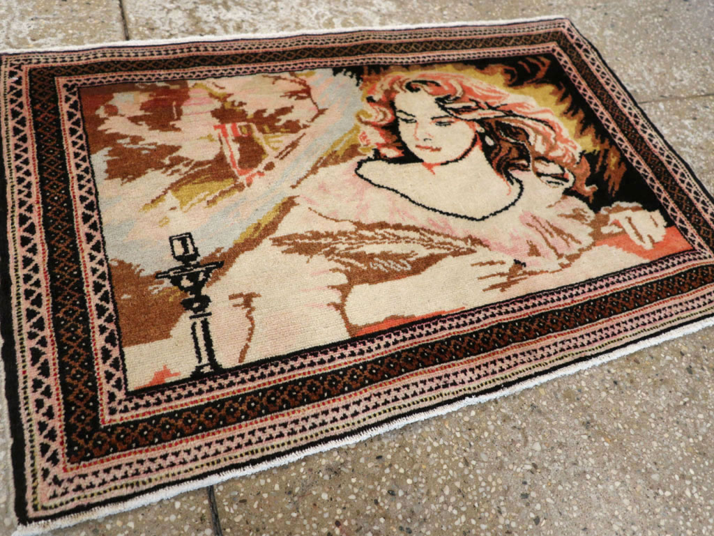 Vintage Persian Baluch Pictorial Throw Rug (Pair: 1 of 2), No.21818 - Gsblank