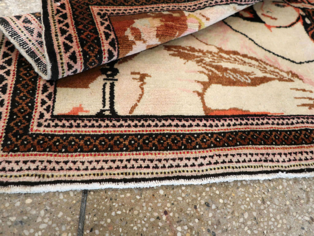 Vintage Persian Baluch Pictorial Throw Rug (Pair: 1 of 2), No.21818 - Gsblank