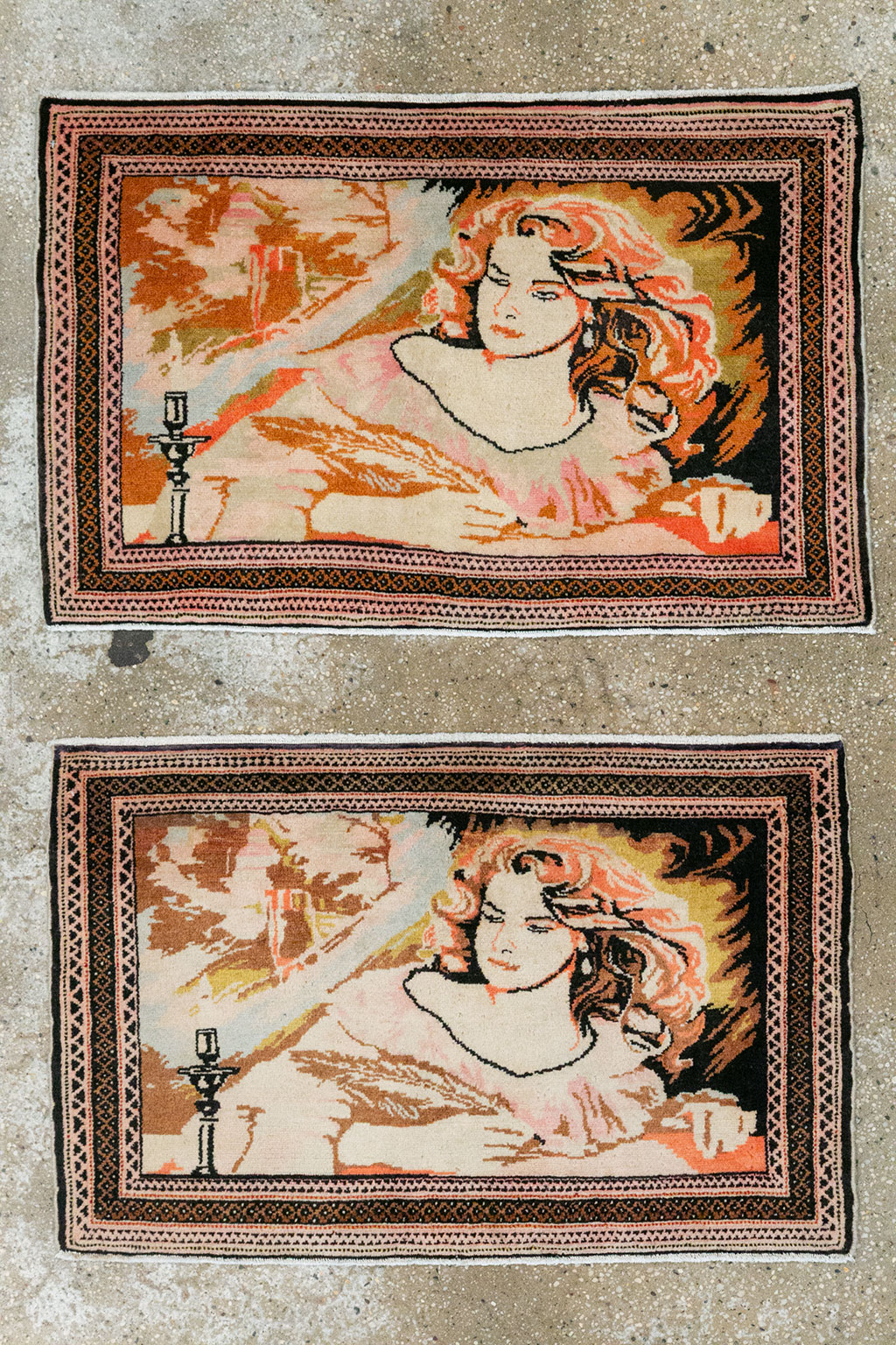 Vintage Persian Baluch Pictorial Throw Rug (Pair: 1 of 2), No.21818 - Gsblank