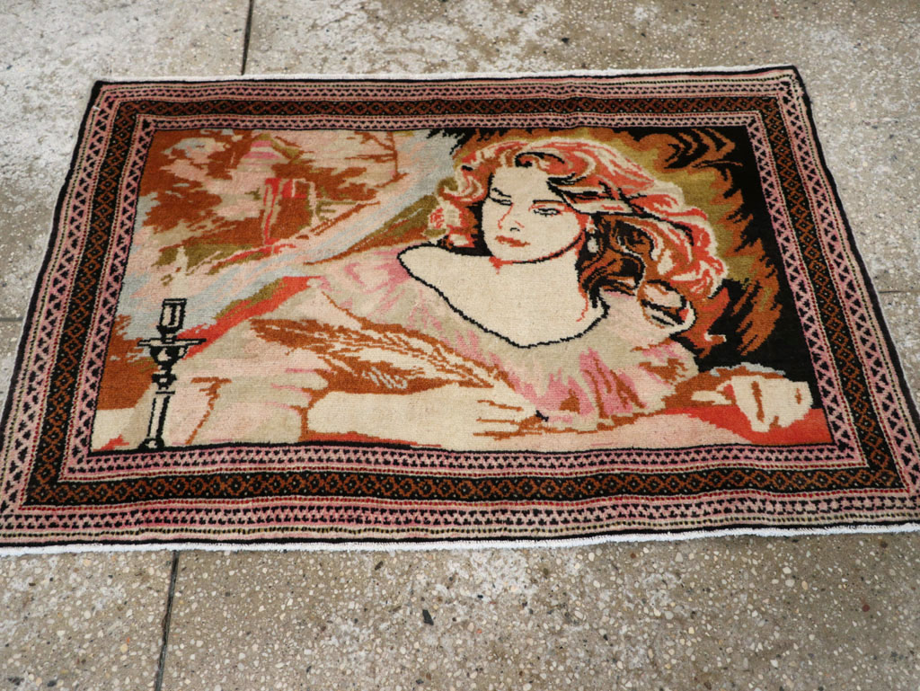 Vintage Persian Baluch Pictorial Throw Rug (Pair: 2 of 2), No.21819 - Gsblank