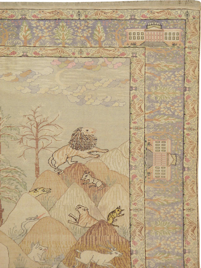 Antique Turkish Kayseri Pictorial Rug, No.21897 - Gsblank