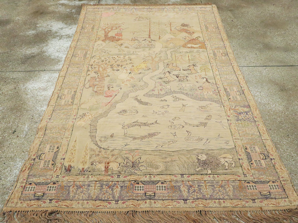 Antique Turkish Kayseri Pictorial Rug, No.21897 - Gsblank