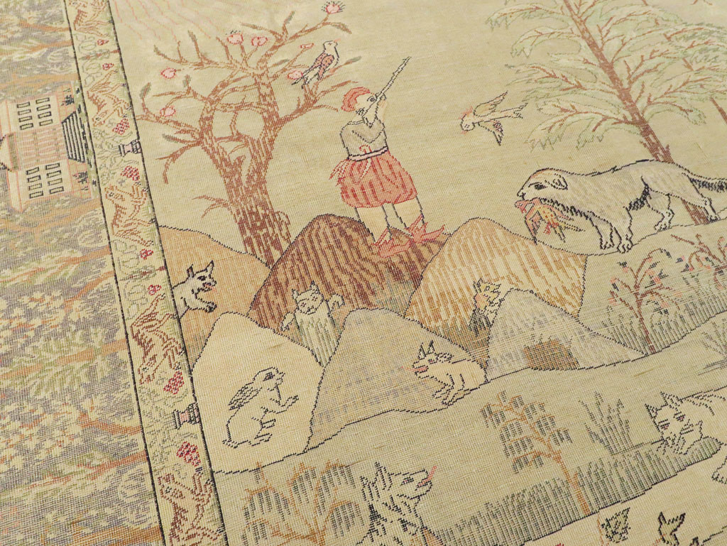 Antique Turkish Kayseri Pictorial Rug, No.21897 - Gsblank