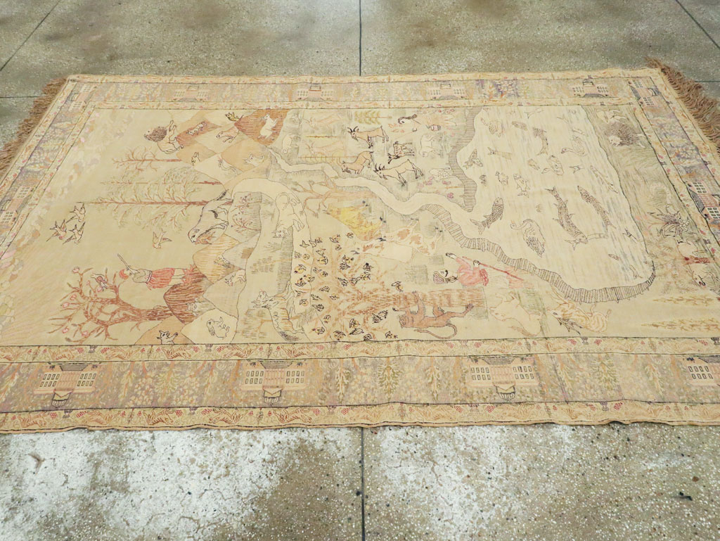 Antique Turkish Kayseri Pictorial Rug, No.21897 - Gsblank