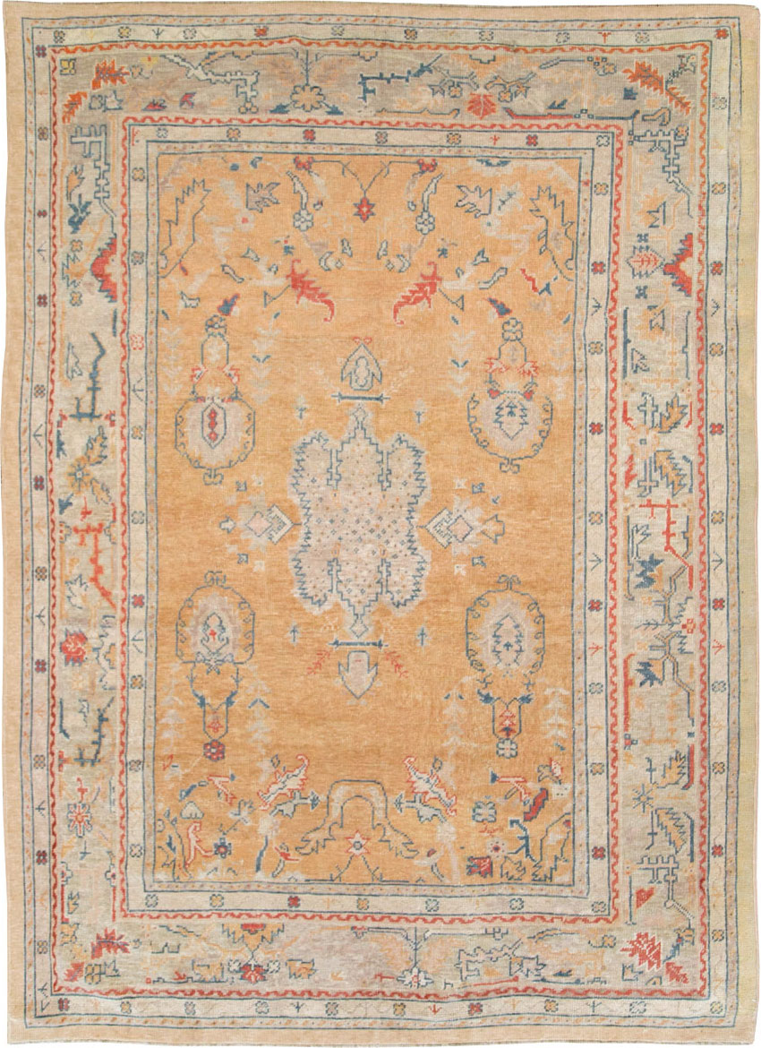 Antique Turkish Oushak Room Size Carpet, No.21915 - Gsblank