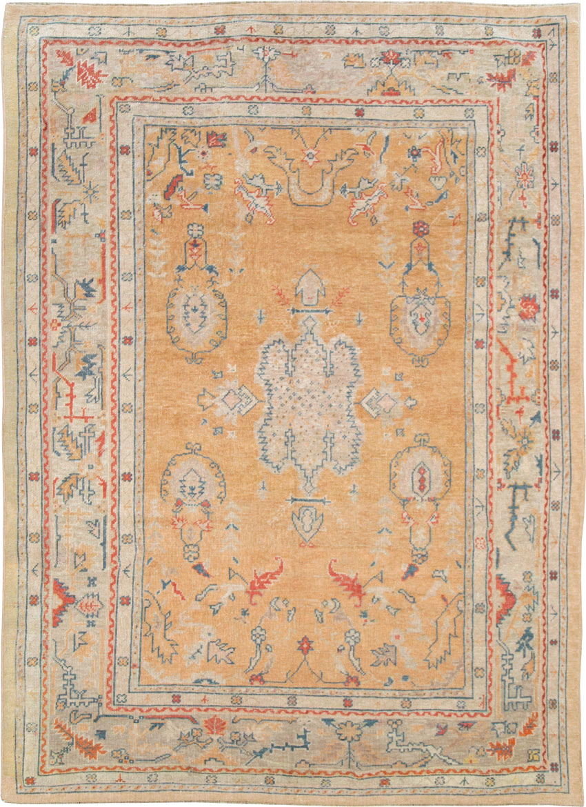 Antique Turkish Oushak Room Size Carpet, No.21915 - Gsblank