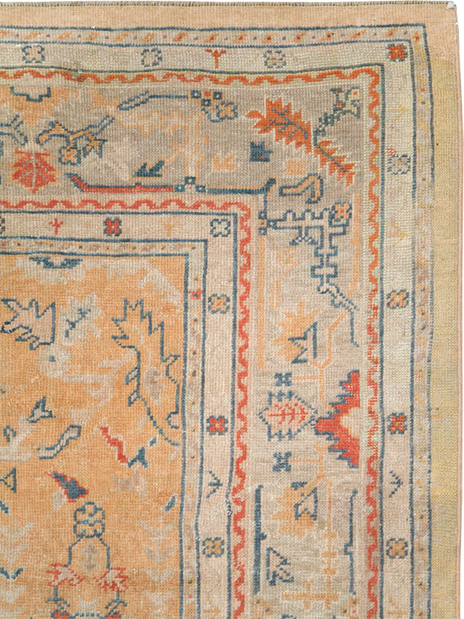 Antique Turkish Oushak Room Size Carpet, No.21915 - Gsblank