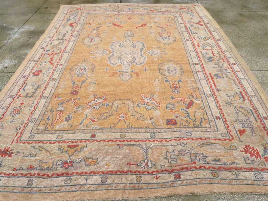 Antique Turkish Oushak Room Size Carpet, No.21915 - Gsblank