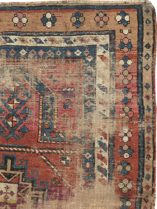 Antique Caucasian Kazak Distressed Rug, No.21963 - Gsblank