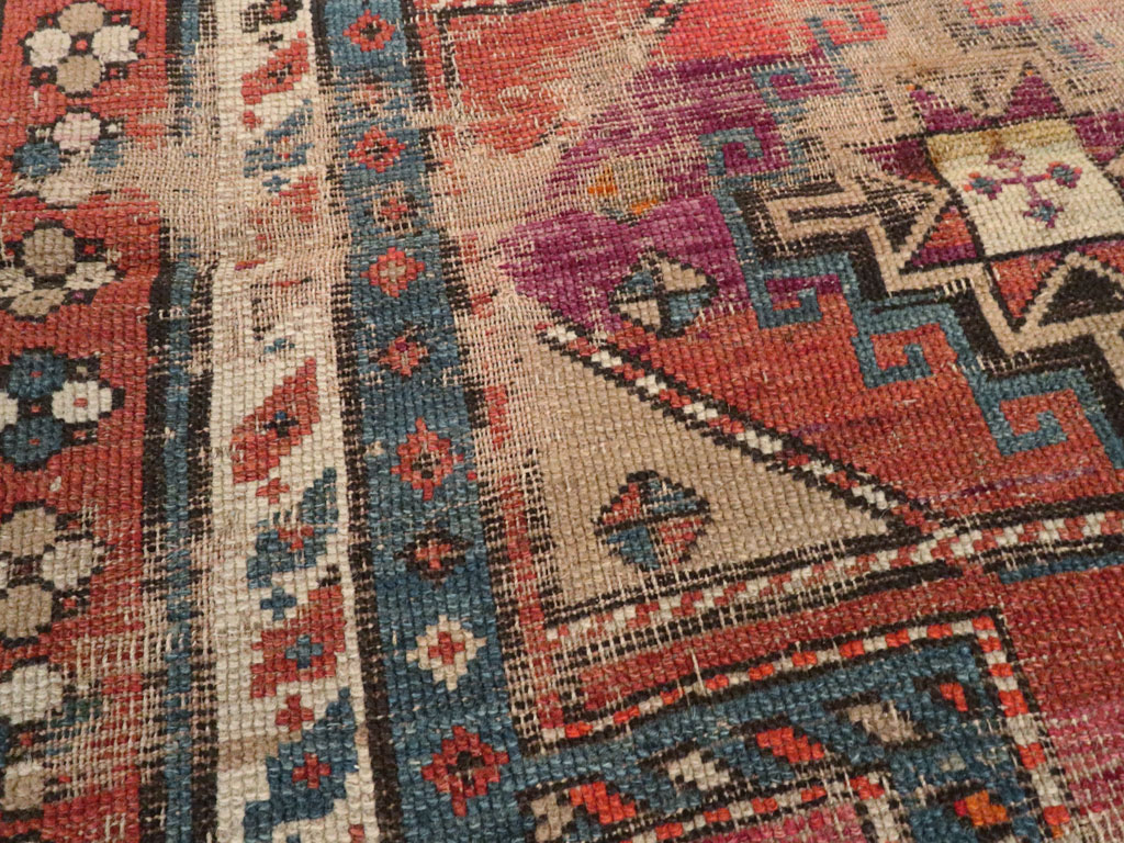 Antique Caucasian Kazak Distressed Rug, No.21963 - Gsblank