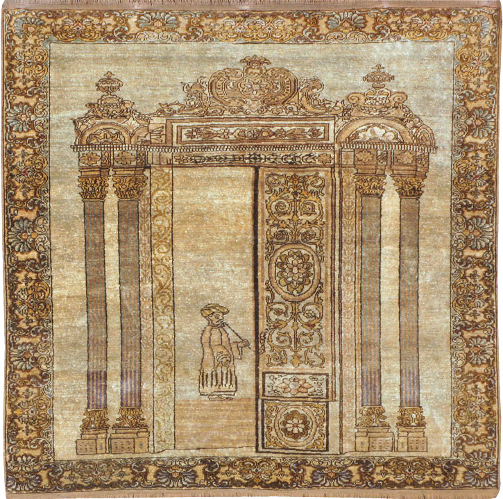 Antique Turkish Kayseri Pictorial Rug, No.22074 - Gsblank