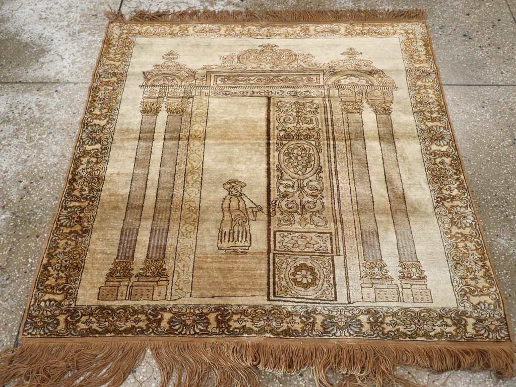 Antique Turkish Kayseri Pictorial Rug, No.22074 - Gsblank