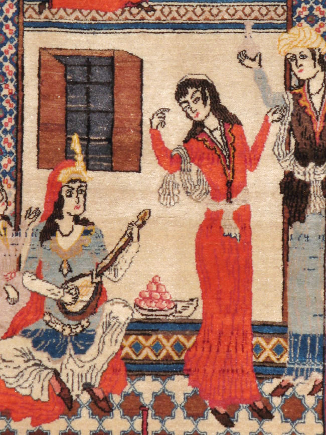 Vintage Persian Kashan Pictorial Rug, No.22075 - Gsblank