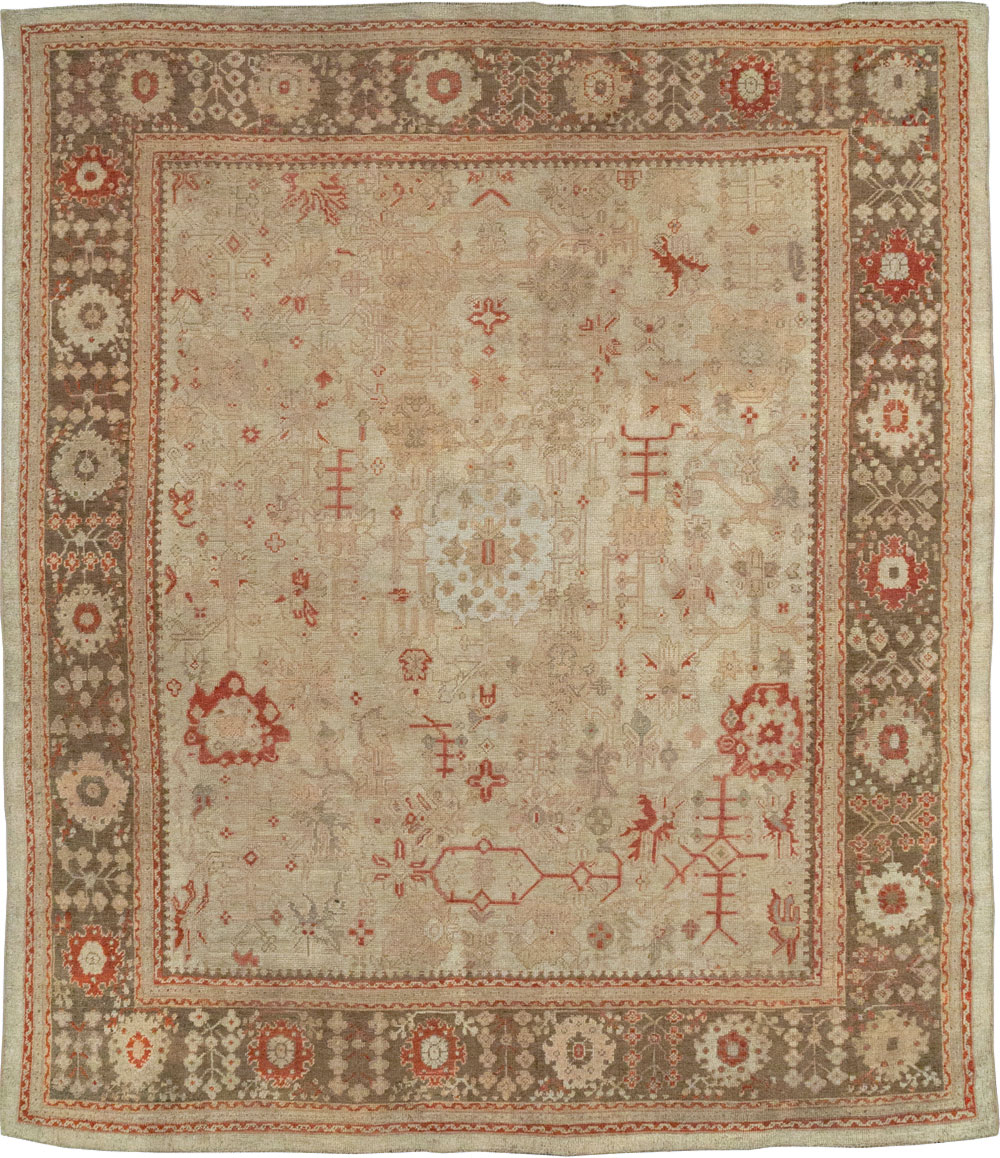 Antique Turkish Oushak Room Size Carpet, No.22086 - Gsblank
