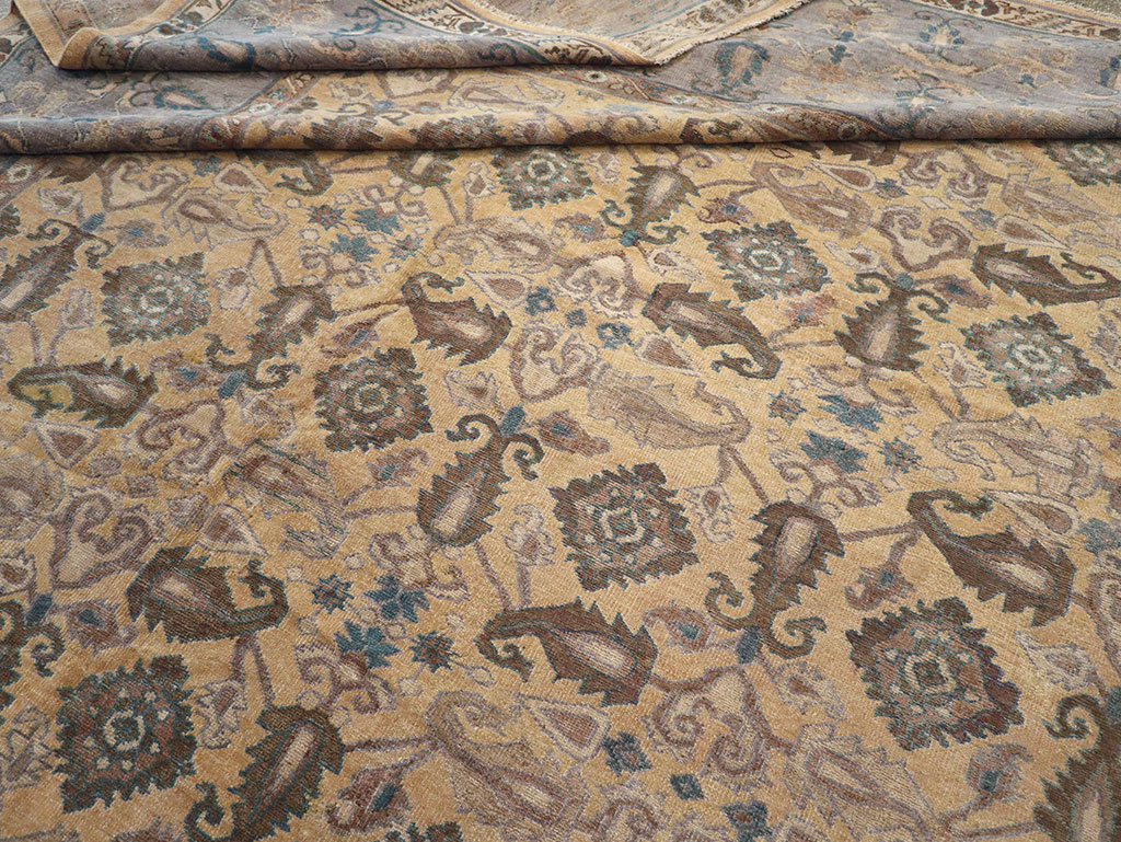 Antique Indian Lahore Large Square Room Size Carpet, No.22327 - Gsblank
