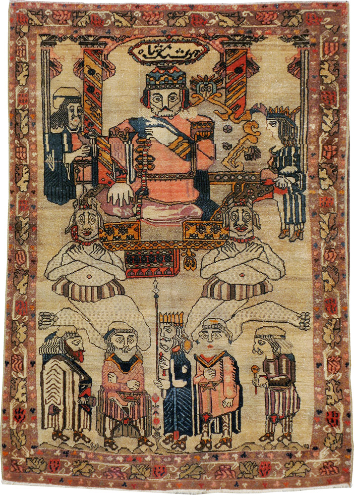 Antique Persian Malayer Pictoral Rug, No.22349 - Gsblank