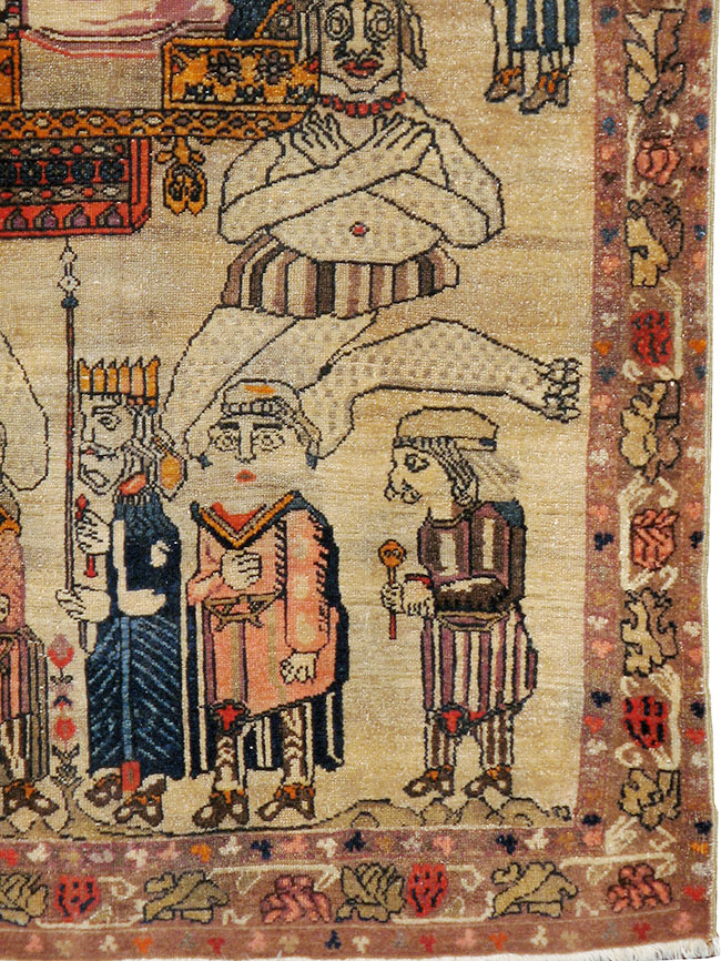 Antique Persian Malayer Pictoral Rug, No.22349 - Gsblank