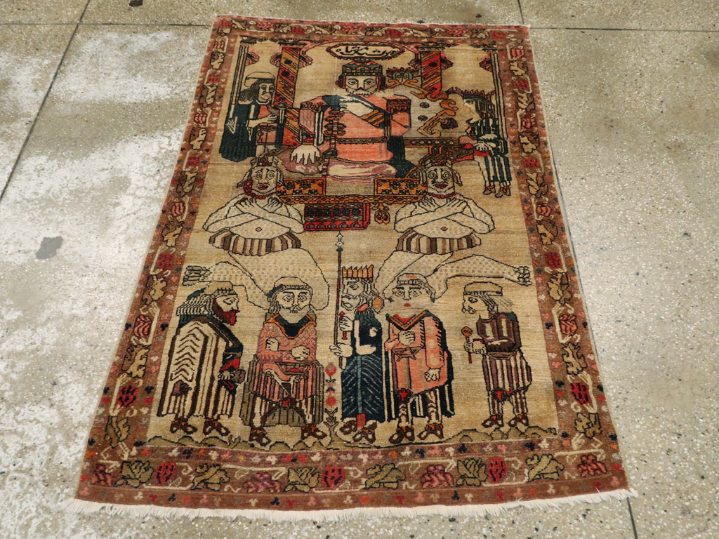 Antique Persian Malayer Pictoral Rug, No.22349 - Gsblank